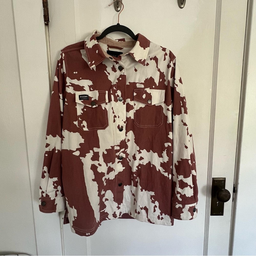 WILDFANG The Essential Shacket in Cow Print